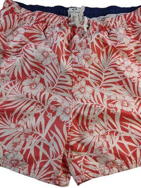 Men's 4XL Peach & White Floral Designed Athletic Exist Swim Shorts